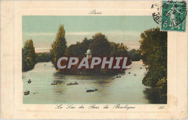 Old Postcard Paris Lake Bois de Boulogne