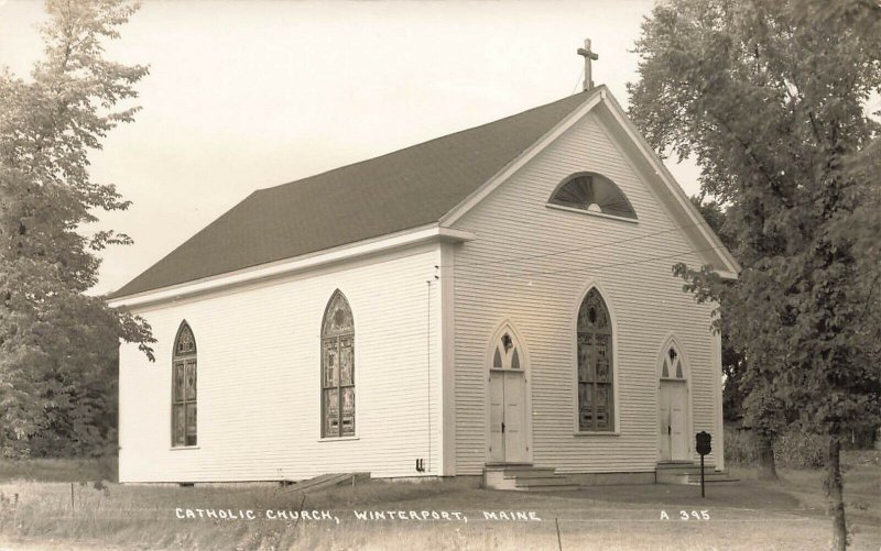 Winterville ME Catholic Church Real Photo Postcard