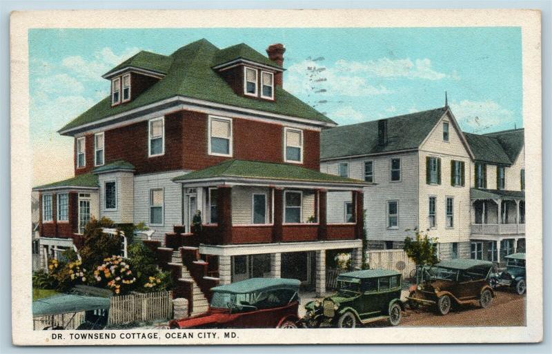 Postcard MD Ocean City Dr Townsend Cottage Residence on Baltimore Ave 1930s S7