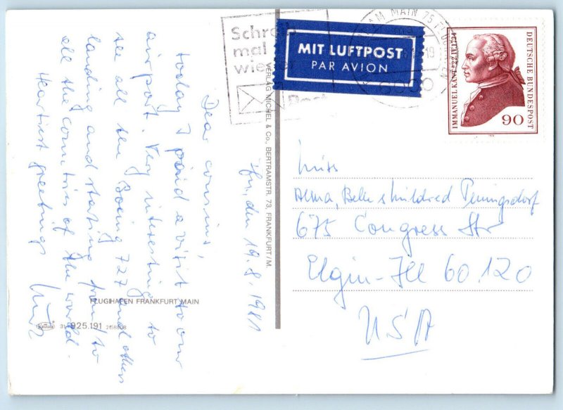 Hesse Germany Postcard Frankfurt Main Airport c1950's Vintage Posted