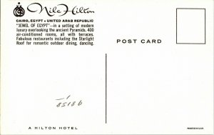 Nile Hilton Cairo Egypt United Arab Republic Luxury Hotel Pyramid Vtg Postcard 