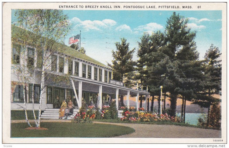 Entrance to Bresezy Knoll Inn, Pontoosuc Lake, PITTSBURG, Massachusetts, PU-1929