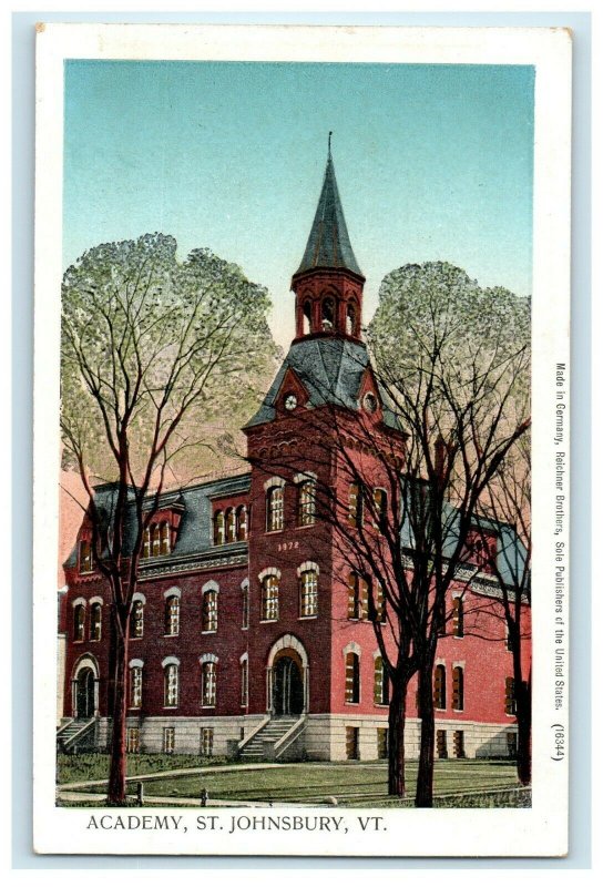 1906 Copper Window Academy, St. Johnsbury, Main St, Vermont VT Postcard 