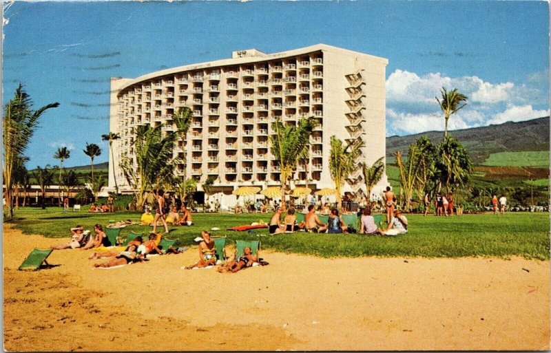 Maui Surf Kaanapali Beach Lahaina Town Historic Ocean Mountains PM VNG Postcard 