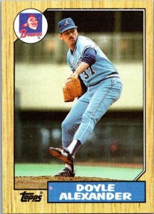 1987 Topps Baseball Card Doyle Alexander Atlanta Braves sk3094