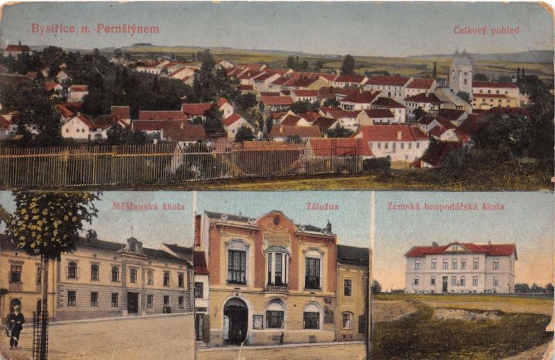 BYSTRICE n PERNSTYNEM VYSOCINA CZECHOSLOVAKIA MULTI IMAGE POSTCARD 1915 PSTMK