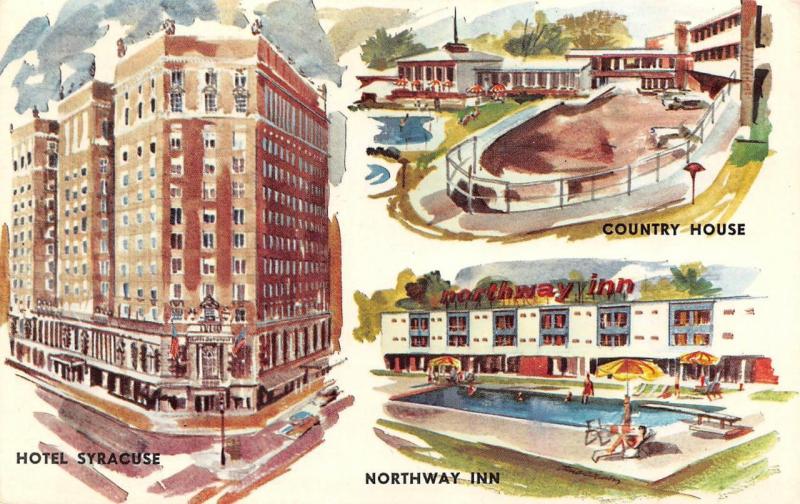 NY, New York  HOTEL SYRACUSE~Country House~NORTHWAY INN  c1950's Artist Postcard