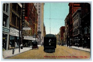 Kansas City Missouri Postcard Walnut Street Looking North Business Section c1920