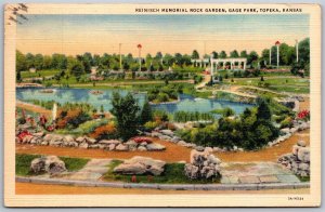 Vtg Topeka Kansas KS Reinisch Memorial Rock Garden Gage Park Linen Postcard