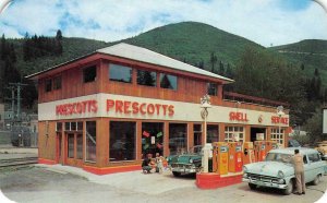 PRESCOTT'S SHELL SERVICE Mullan Idaho Gas Station Roadside 1957 Vintage Postcard