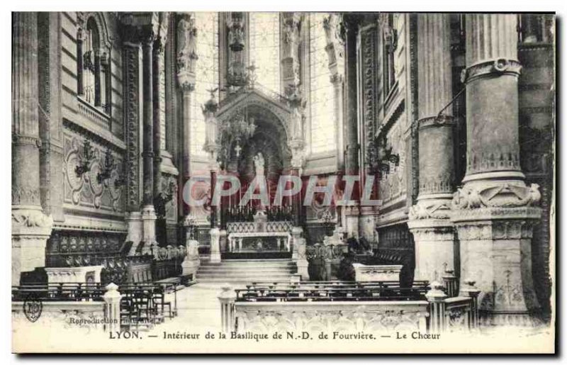 Postcard Old Lyon Interior of the Basilica of Our Lady of Fourviere Chorus