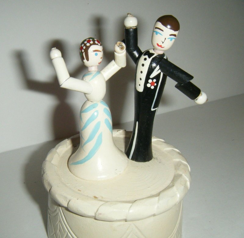 Vintage Push Button Puppet Bridge & Groom Wedding Couple On Cake Thumb Toy