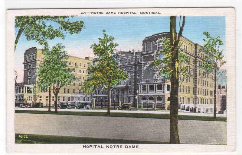 Notre Dame Hospital Montreal Quebec Canada linen postcard