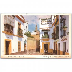 Postcard Street Scene in Seville Spain by Trans World Airlines