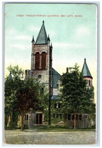 1909 Exterior View First Presbyterian Church Bay City Michigan Vintage Postcard