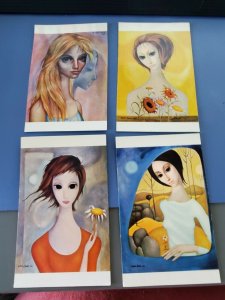 Four Vintage Big Eye Margaret Keane Postcards