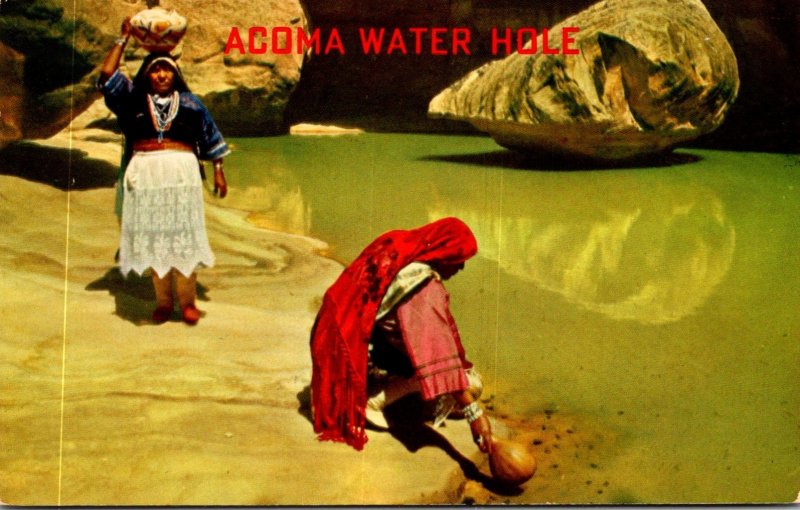 New Mexico Acoma Water Hole Indian Women Collecting Water