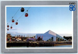 The CP Air Skyride passes over the NW Territories Pavilion, Expo 86 - Canada