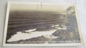 VINTAGE RPPC REAL PHOTO POSTCARD TILLAMOOK LIGHTHOUSE CANNON BEACH OR