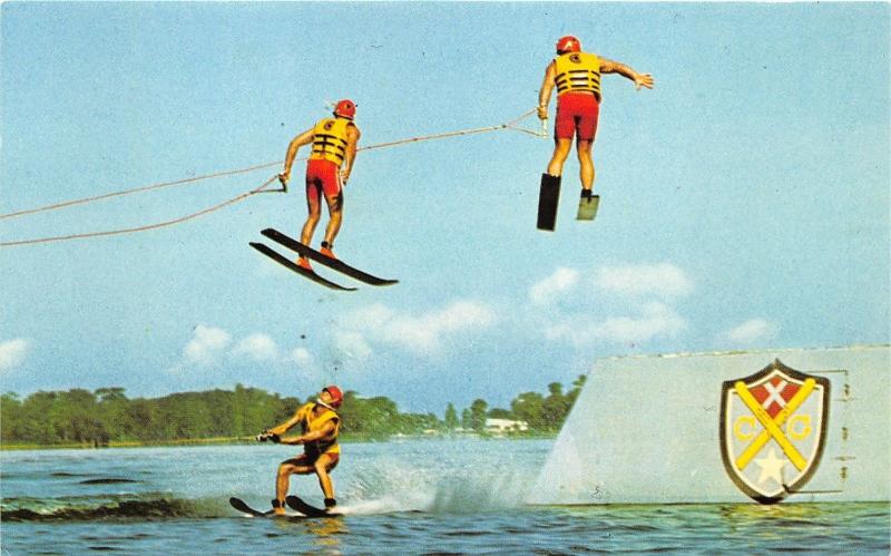 Cypress Gardens Florida~Water Ski Show-Ski Jumpers~1960s Postcard