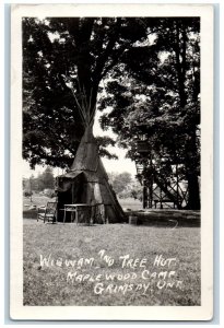 c1920s Wigwam Tree Hut Maplewood Camp Grimsby Ontario Canada RPPC Photo Postcard