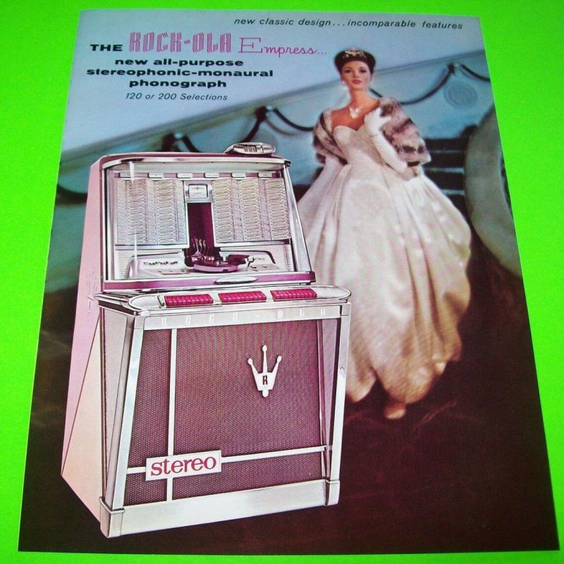 Rock-Ola Empress 1496 1497 Jukebox FLYER 1962 NOS Original Phonograph Music 