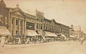 Cadillac MI Popcorn Wagon Front of Peoples Bank Real Photo Postcard