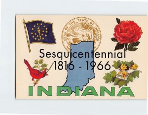 Postcard Sesquicentennial 1816-1966, Indiana