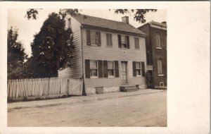 RPPC View of Georgian Style House Picket Fence Dirt Road Postcard Z23