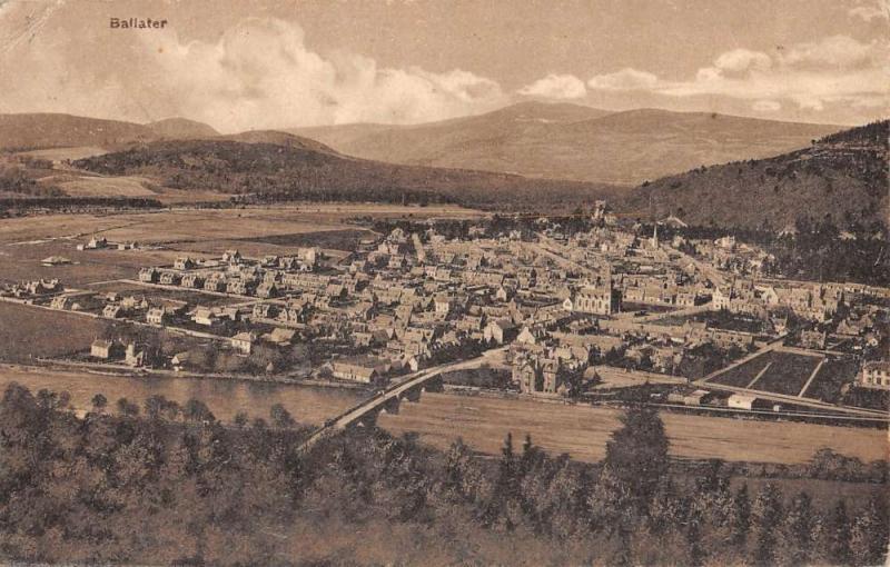 Ballater Scotland Birdseye View Of City Antique Postcard K10086