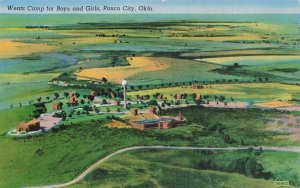 PONCA CITY OK~WENTZ CAMP AERIAL VIEW + CIVIC CENTER~LOT OF 2 POSTCARDS 1950-60s