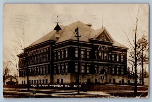 1910 High School Building Warsaw Indiana IN RPPC Photo Posted Antique Postcard