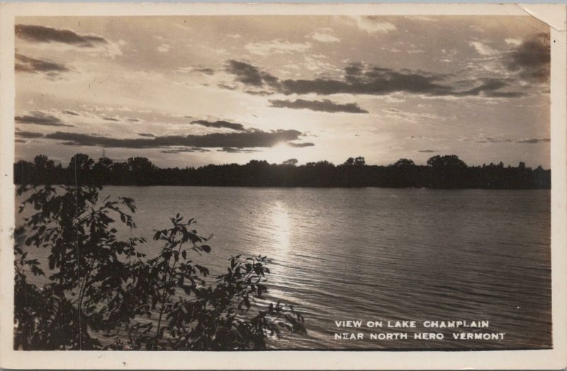 RPPC Postcard View on Lake Champlain Near North Hero Vermont VT