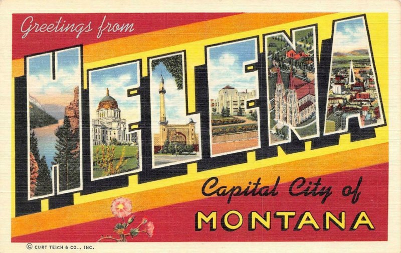 MT, Large Letter Linens HELENA & BUTTE & MONTANA  *Three* Curteich Postcards