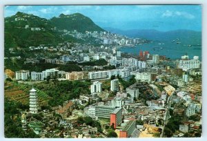 HONG KONG Tiger Balm Garden toward VICTORIA CITY 1978 ~  4 x 6 Postcard