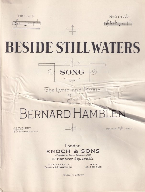 Beside Still Waters Bernard Hamblen Olde Sheet Music