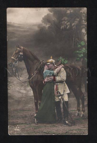 061317 WWI MILITARY GERMAN PROPAGANDA Horse & girl Old PC