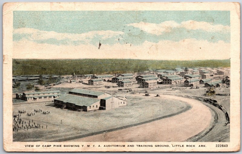 1918 Camp Pike YMCA Auditorium & Training Ground Little Rock AR Posted Postcard