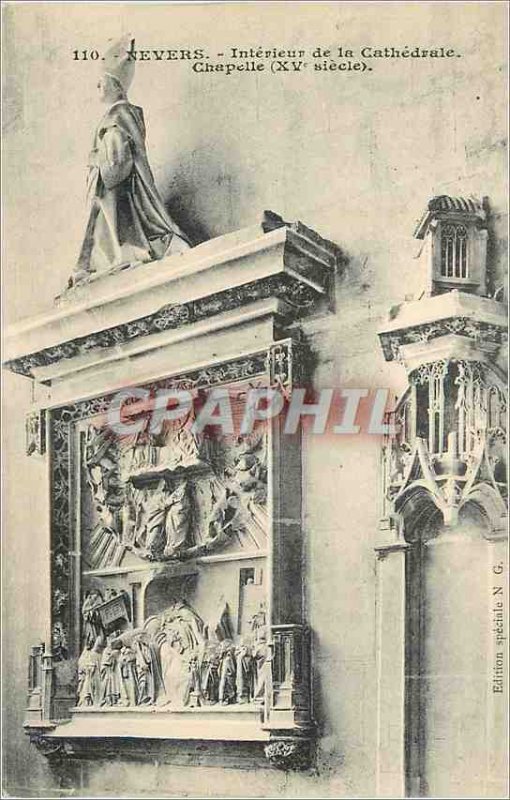 Old Postcard Nevers Interior Chapel Cathedral