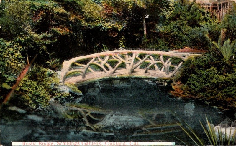 California San Francisco Schillings Gardens Rustic Bridge 1922