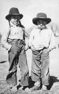 RPPC Native Americana Indian Boys c1950s Real Photo Vintage Postcard