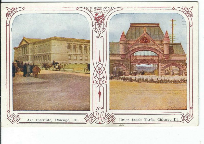 CE-196 IL Chicago John O Winsch Art Institute Union Stock Divided Back Postcard