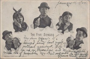 Comic Postcard The Five Senses Man Making Funny Faces