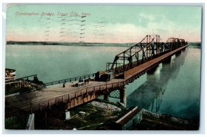 1910 Combination Truss Bridge River Horse Wagon View Sioux City Iowa IA Postcard