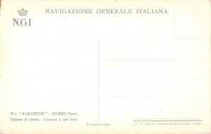 Navigazione Generale Italiana MS Augustus Cabin Antique Postcard J56451