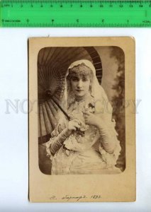 242366 Sarah BERNHARDT DRAMA umbrella 1893 year CABINET PHOTO