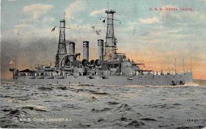 US Battleship Rhode Island Military Antique Postcard J50044 