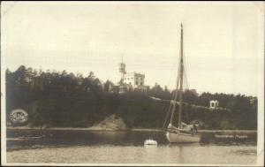 Oslo Christiania Norge Norway Oscarshal Bygdo & Sailboat Real Photo Postcard