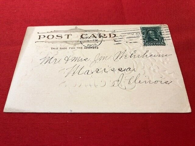 1908 embossed postcard SANTA Christmas Greetings