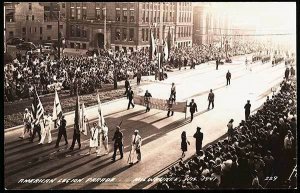 Milwaukee WI American Legion Parade Street Stores 1941 RPPC Real Photo Postcard